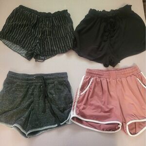 Set of Four Women's Shorts in Black, Pink, and Gray
